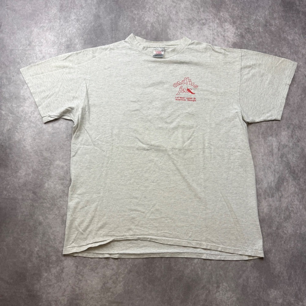 Vintage Oneita Power-T Cactus Jax Single Stitch Graphic Tee Gray XL